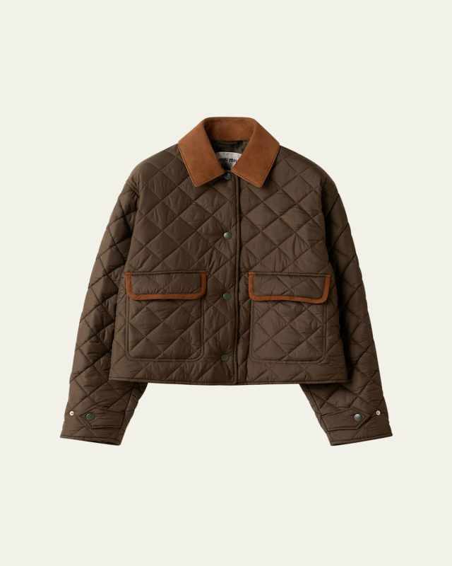 Suede Collar Quilted Barn jacket